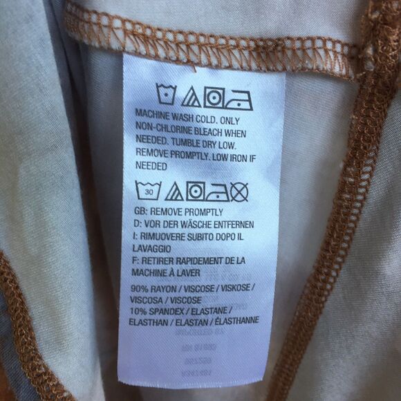 Vintage LOGO by Lori Goldstein Tunic Top Women M Brown Abstract Print Ruffle Y2K - Picture 10 of 11